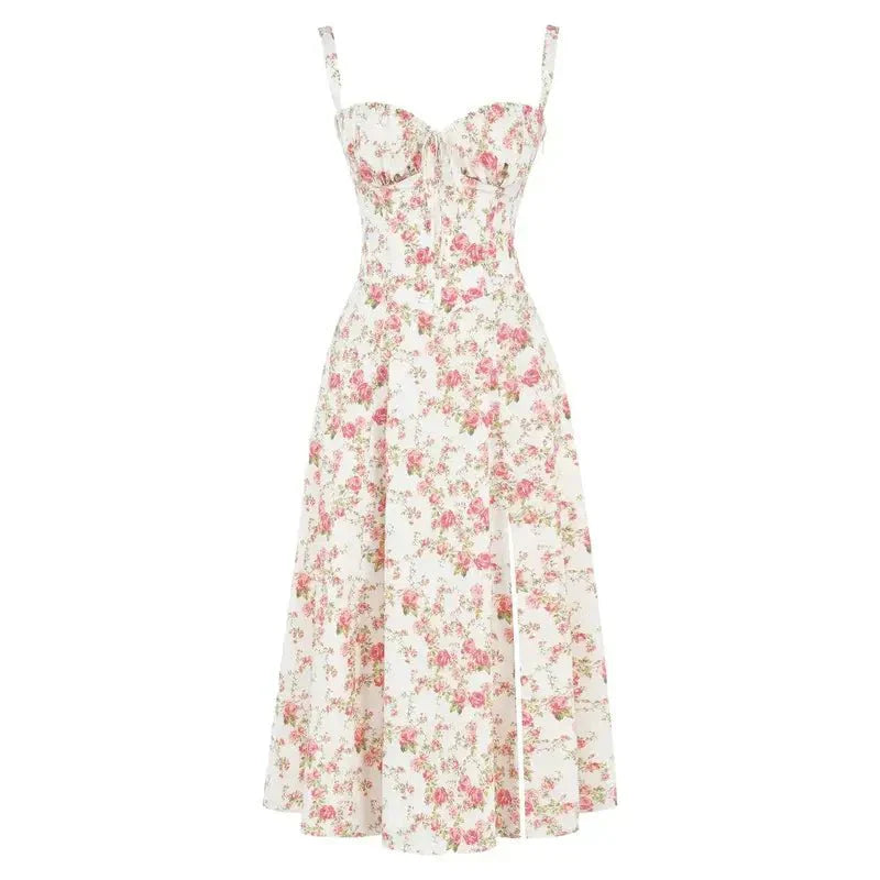 Women’s Elegant Corset Midi Dress - Classic A-Line Silhouette
