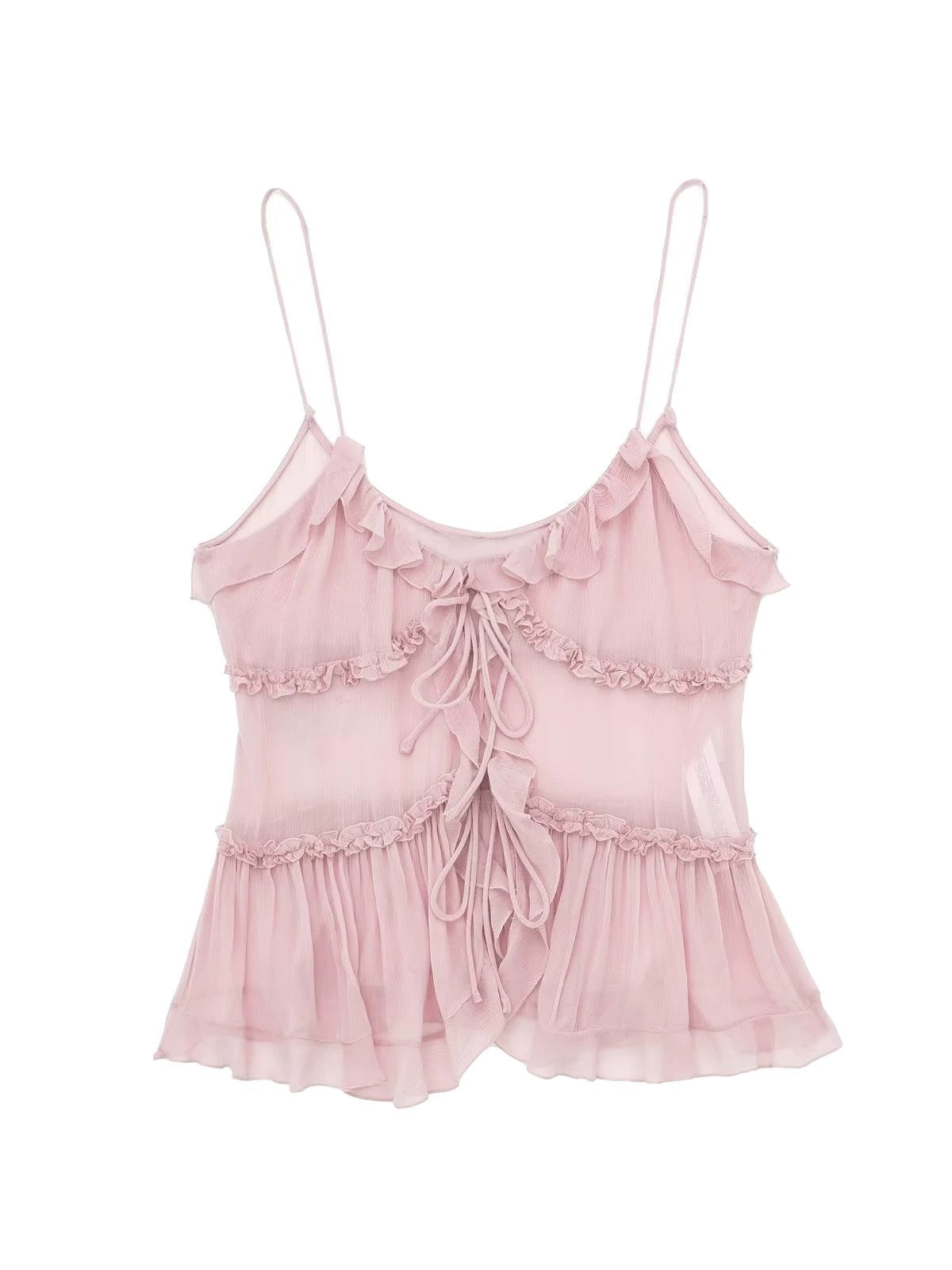 Women’s Semi-Sheer Layered Embellished Cami Top