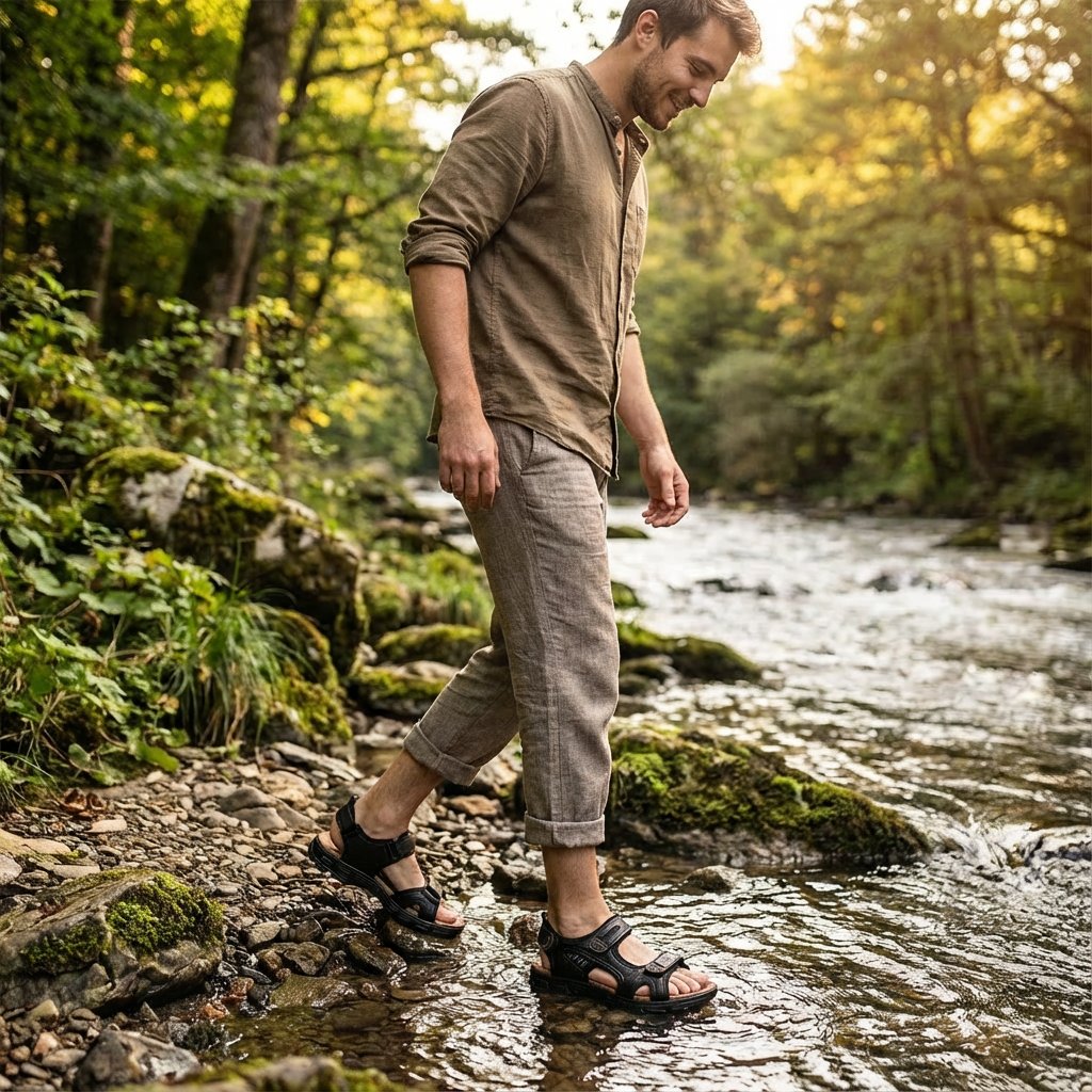 Unisex Velcro-Strap Outdoor Trekking Sandals Grip Sole