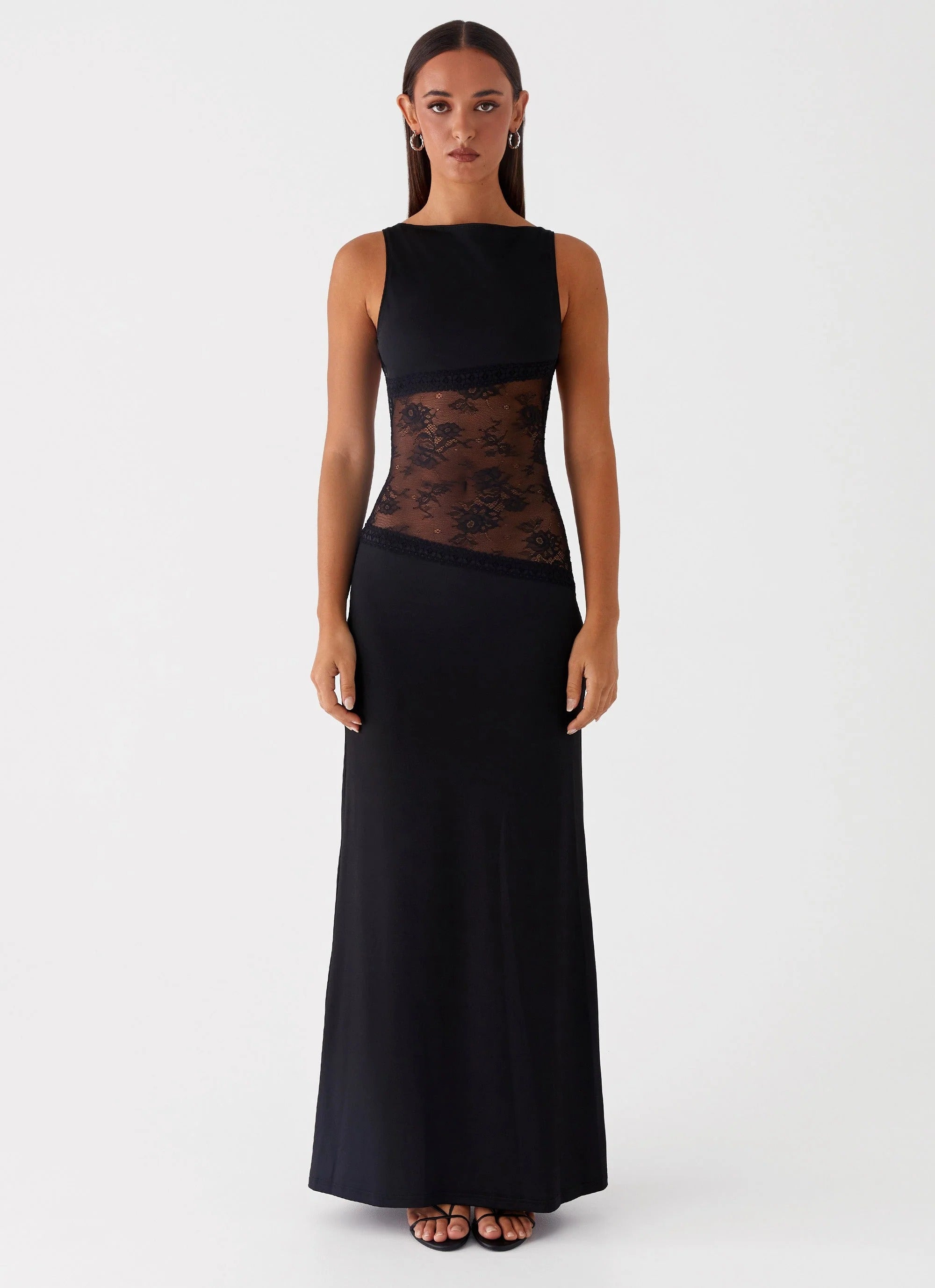 Lucinda - Sheer Lace Panel Maxi Dress