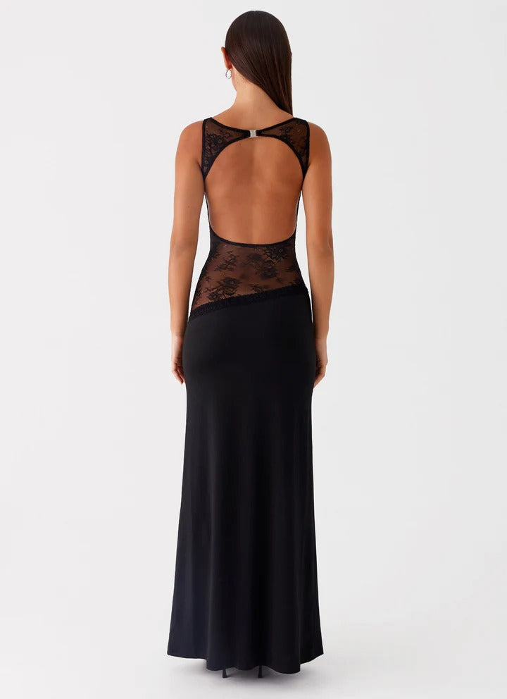 Lucinda - Sheer Lace Panel Maxi Dress
