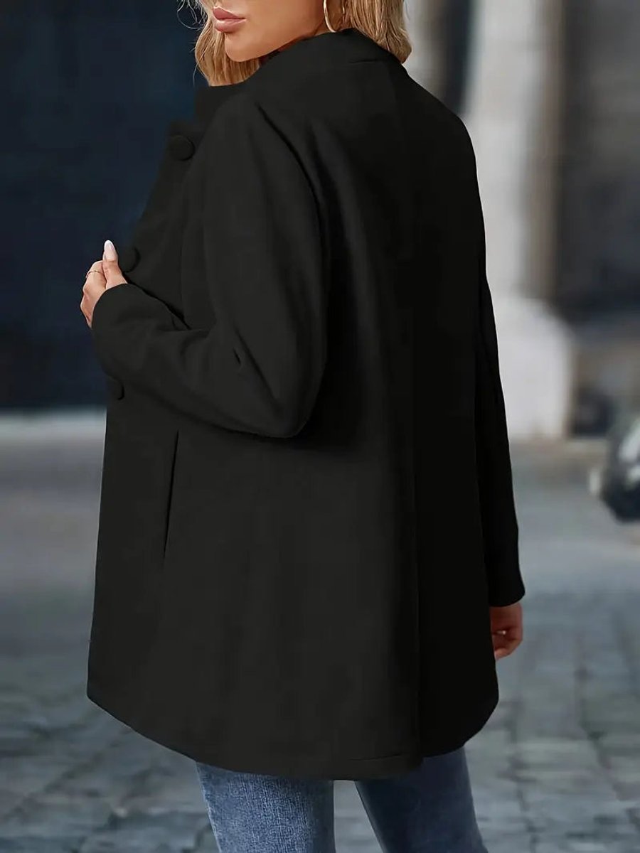 Women Coat Elegant Stand-Collar Button-Front Blazer Jacket