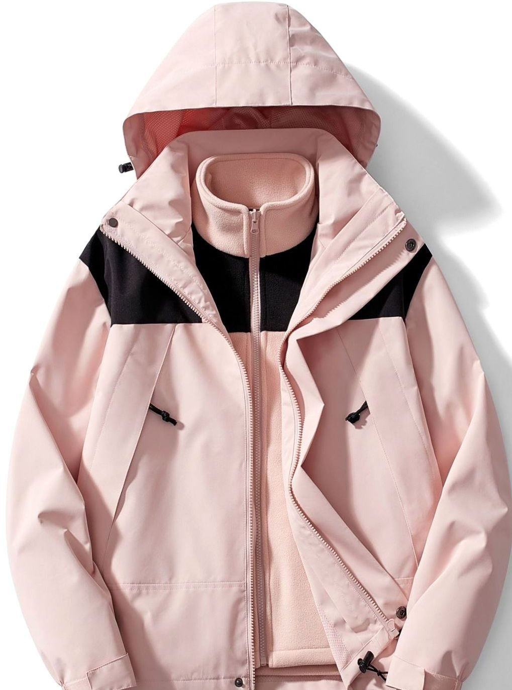Women's 3-in-1 Waterproof Hooded Fleece Winter Jacket - Pink