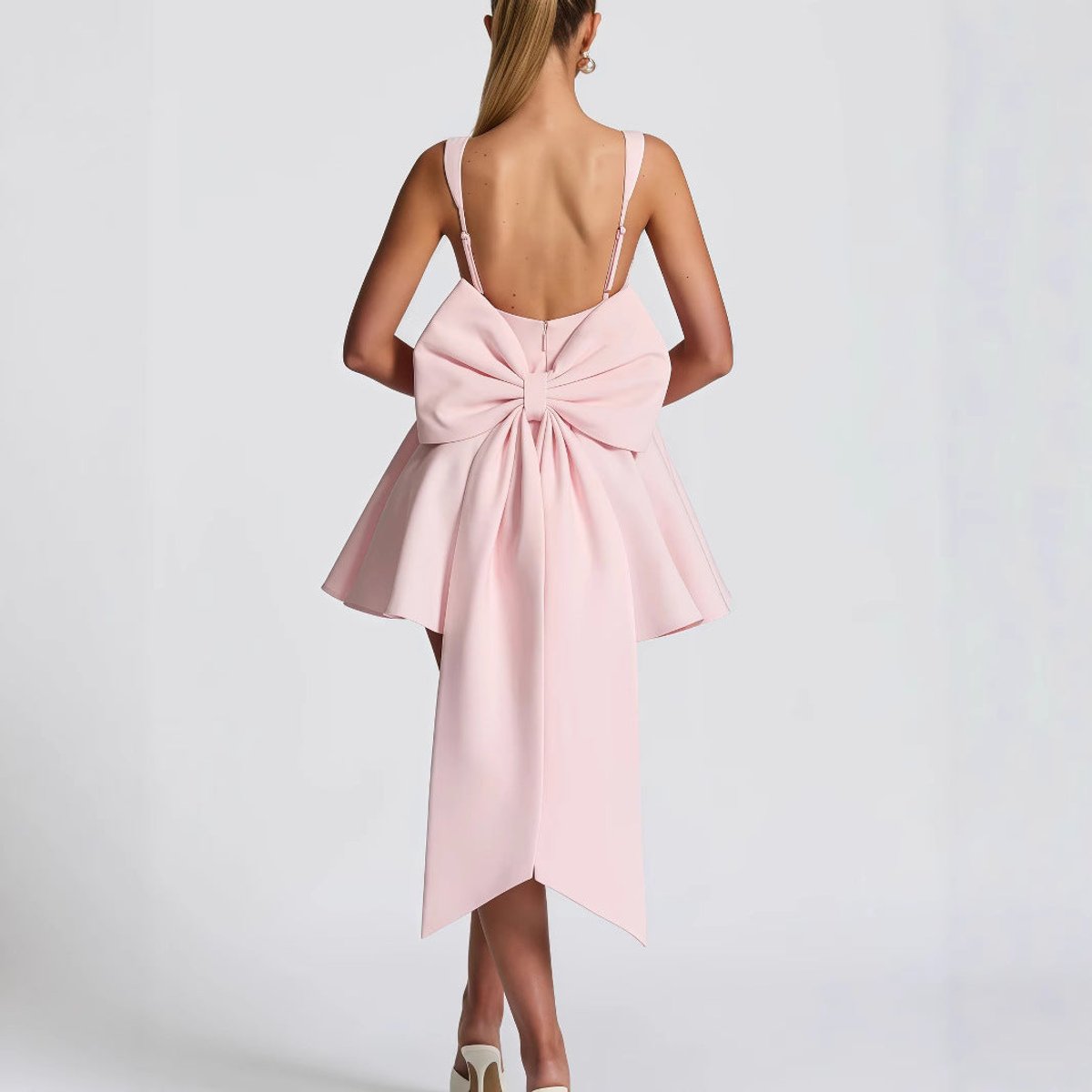 Women's A-Line Square-Neck Oversized Bow Mini Cocktail Dress