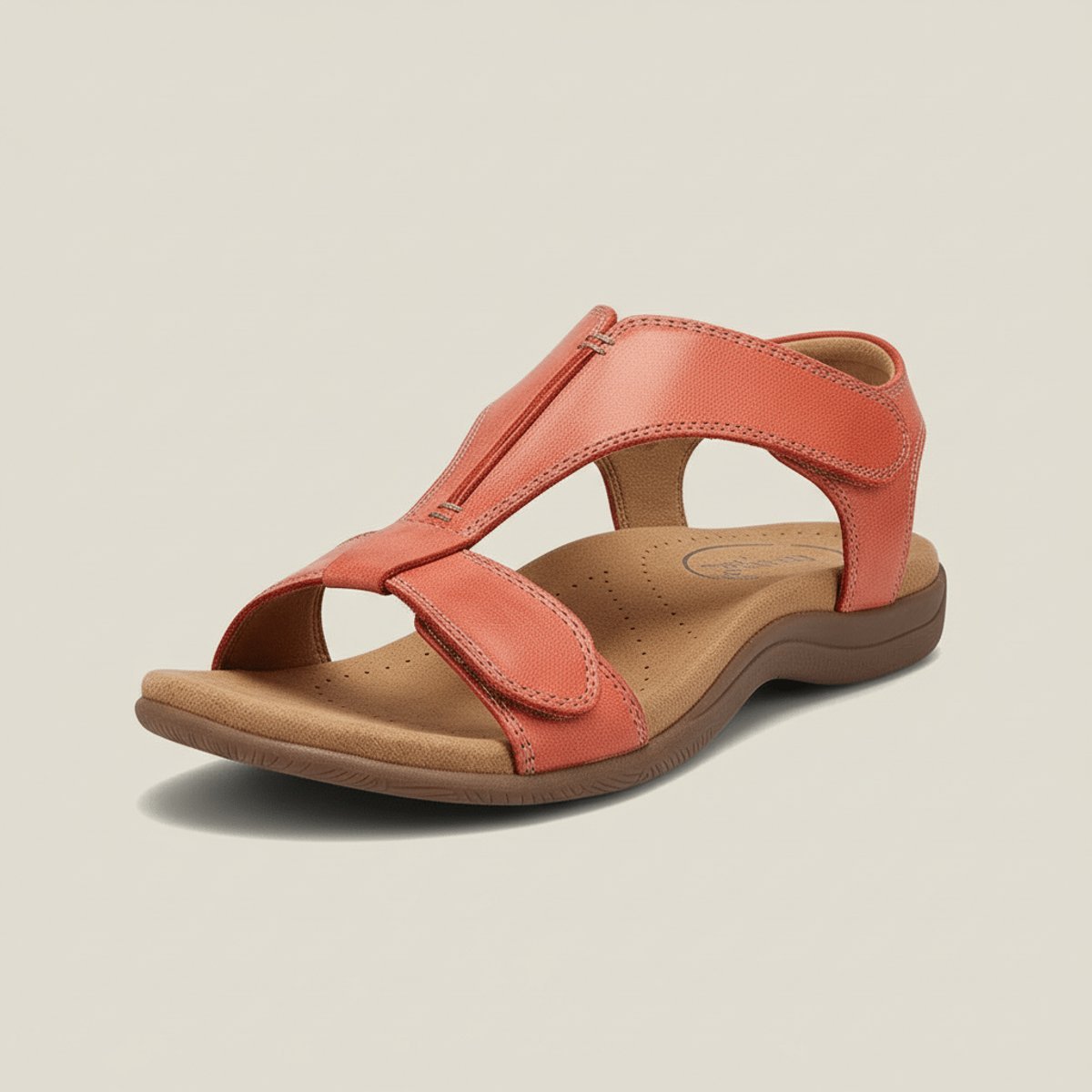 Women's Adjustable Velcro T-Strap Open-Toe Comfortable Sandals - Zonsondergang oranje