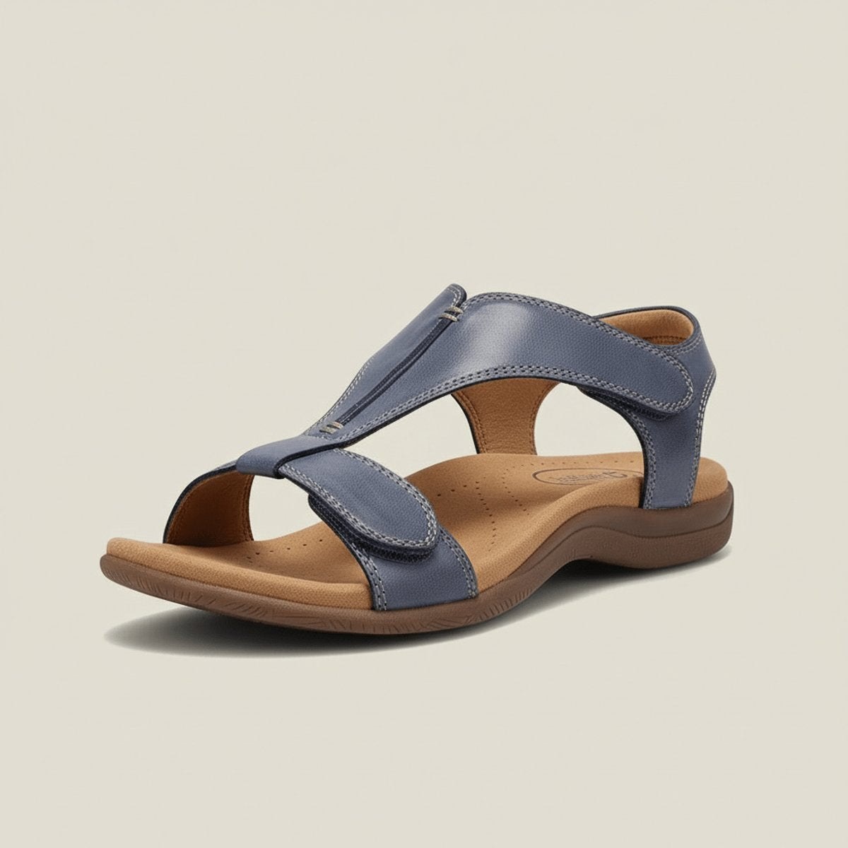 Women's Adjustable Velcro T-Strap Open-Toe Comfortable Sandals - Leisteenblauw