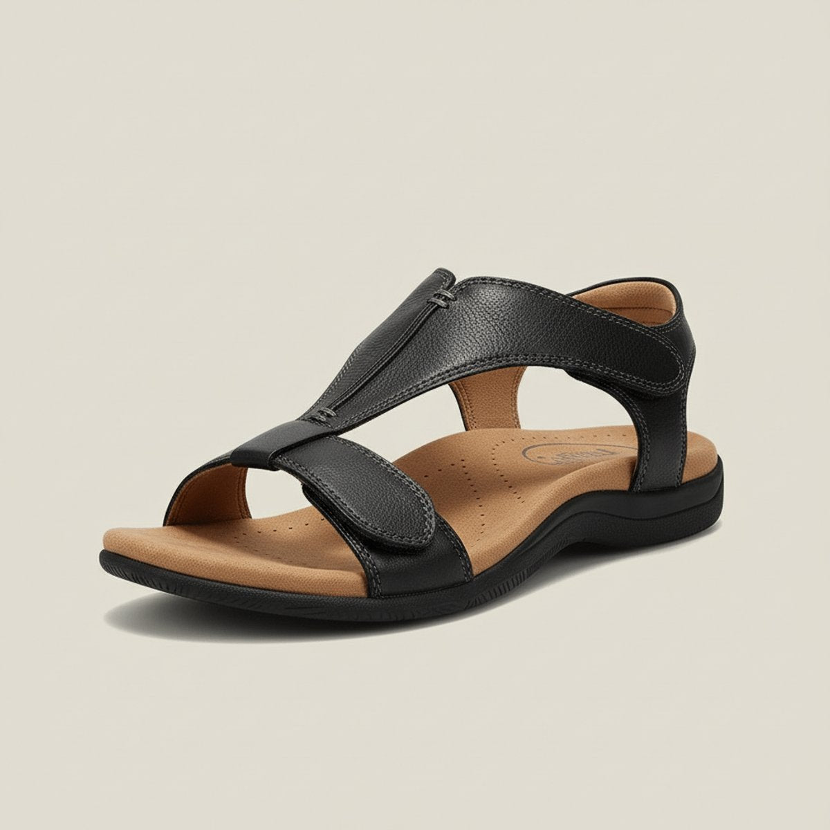 Women's Adjustable Velcro T-Strap Open-Toe Comfortable Sandals - Diepzwart