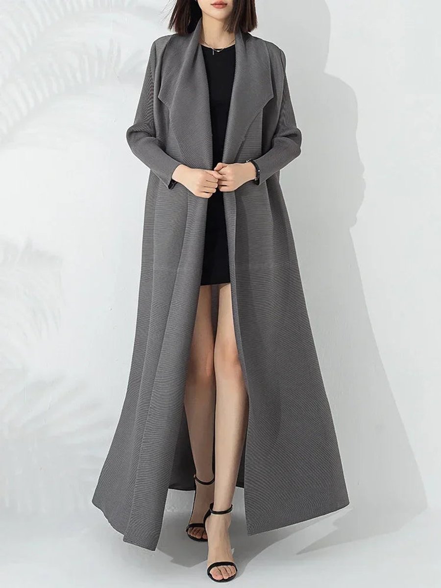 Women's Belted A-Line Long Wrap Coat Longline Outerwear