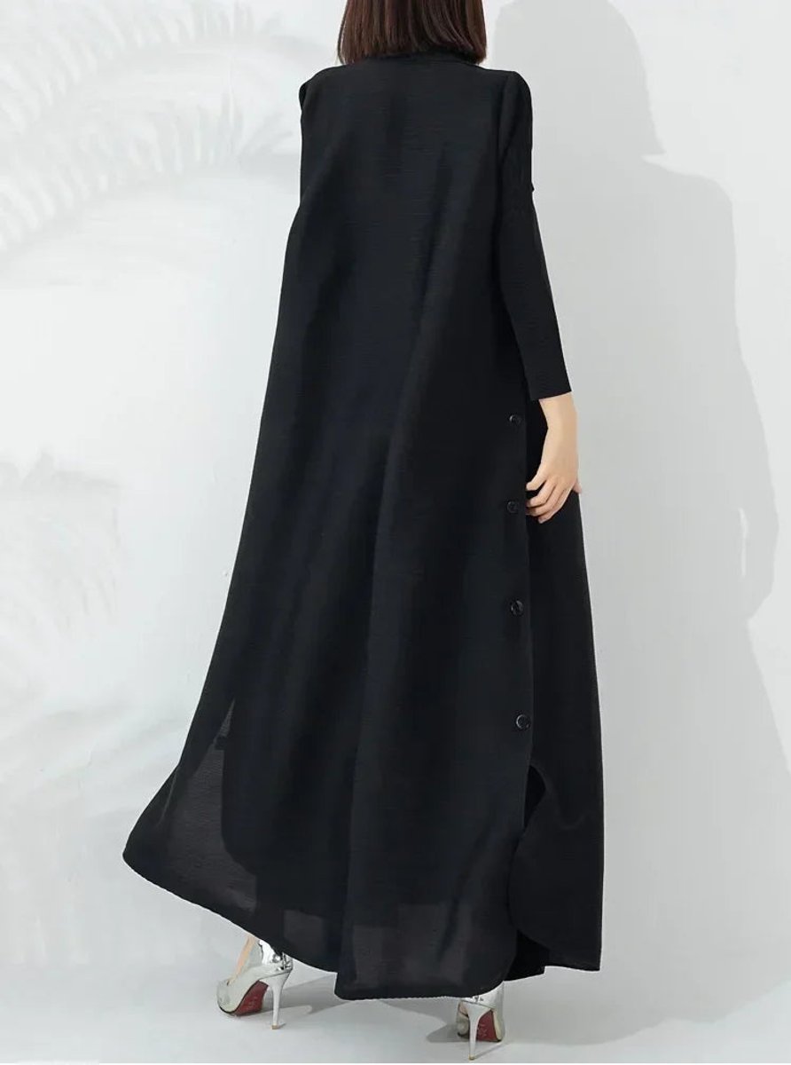 Women's Belted A-Line Long Wrap Coat Longline Outerwear