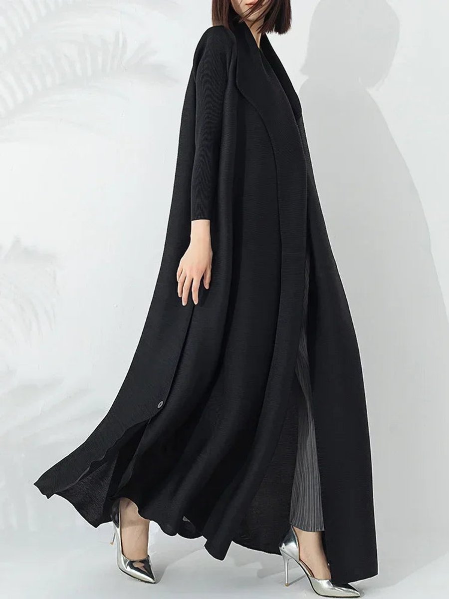 Women's Belted A-Line Long Wrap Coat Longline Outerwear