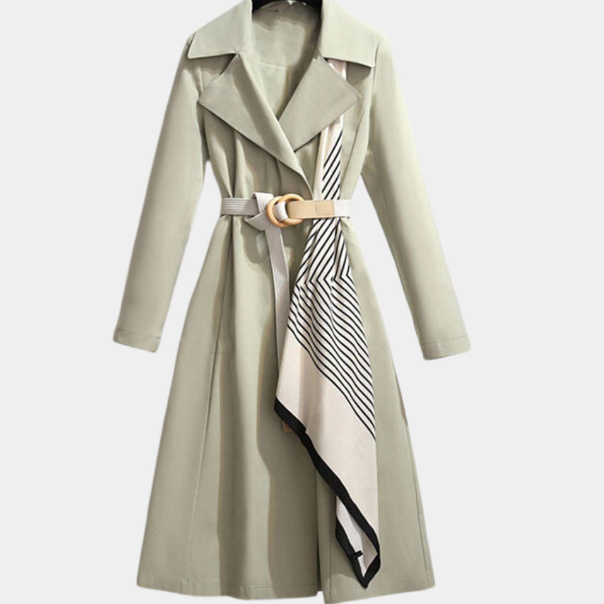 Women's Belted A-Line Midi Trench Coat - Green