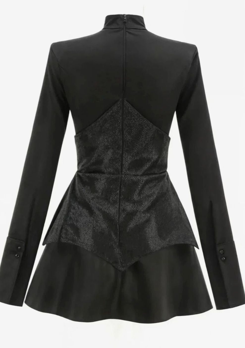 Women's Black Long-Sleeve Sequin Corset Mini Evening Dress