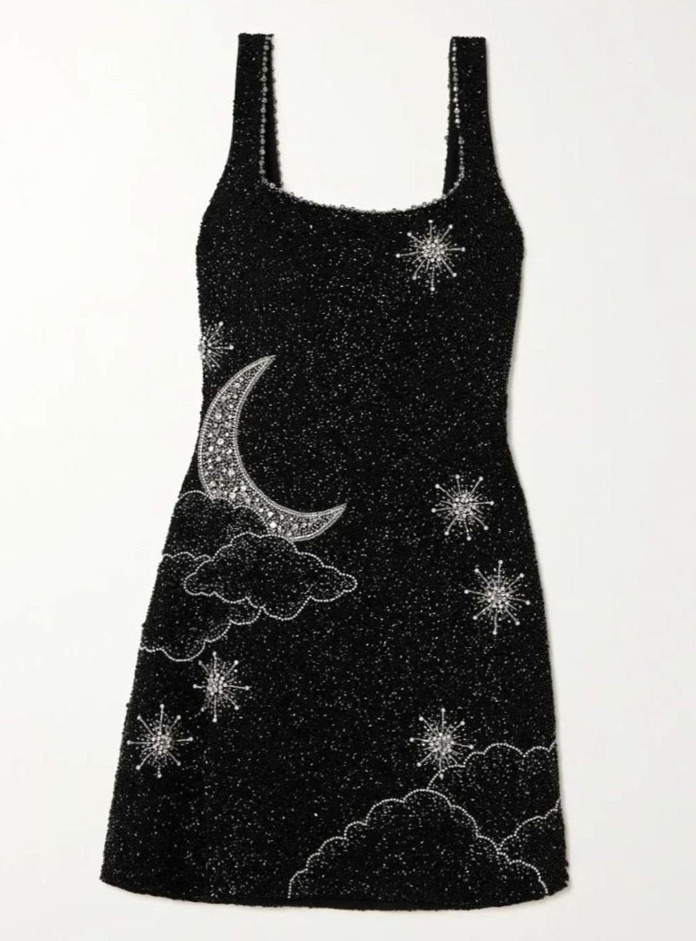 Women's Black Sequin Minidress Wide-Strap Bodycon Evening