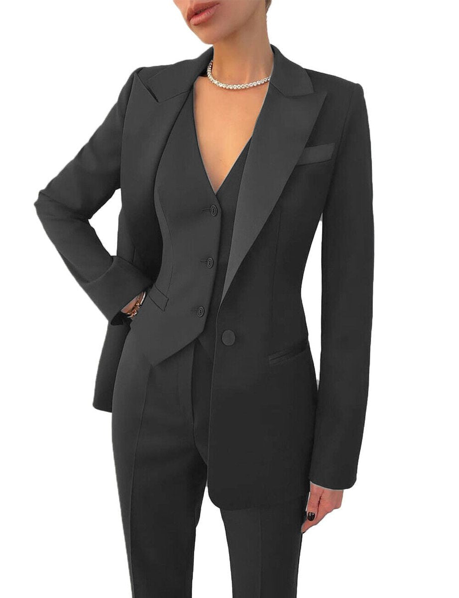Women's Blazer 3-Piece Tailored Suit Set Waistcoat Trousers