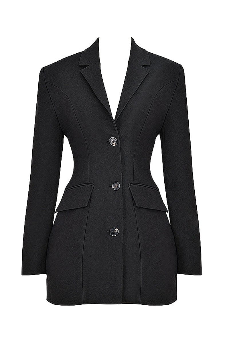Women's Blazer Mini Dress Tailored Structured Shoulder