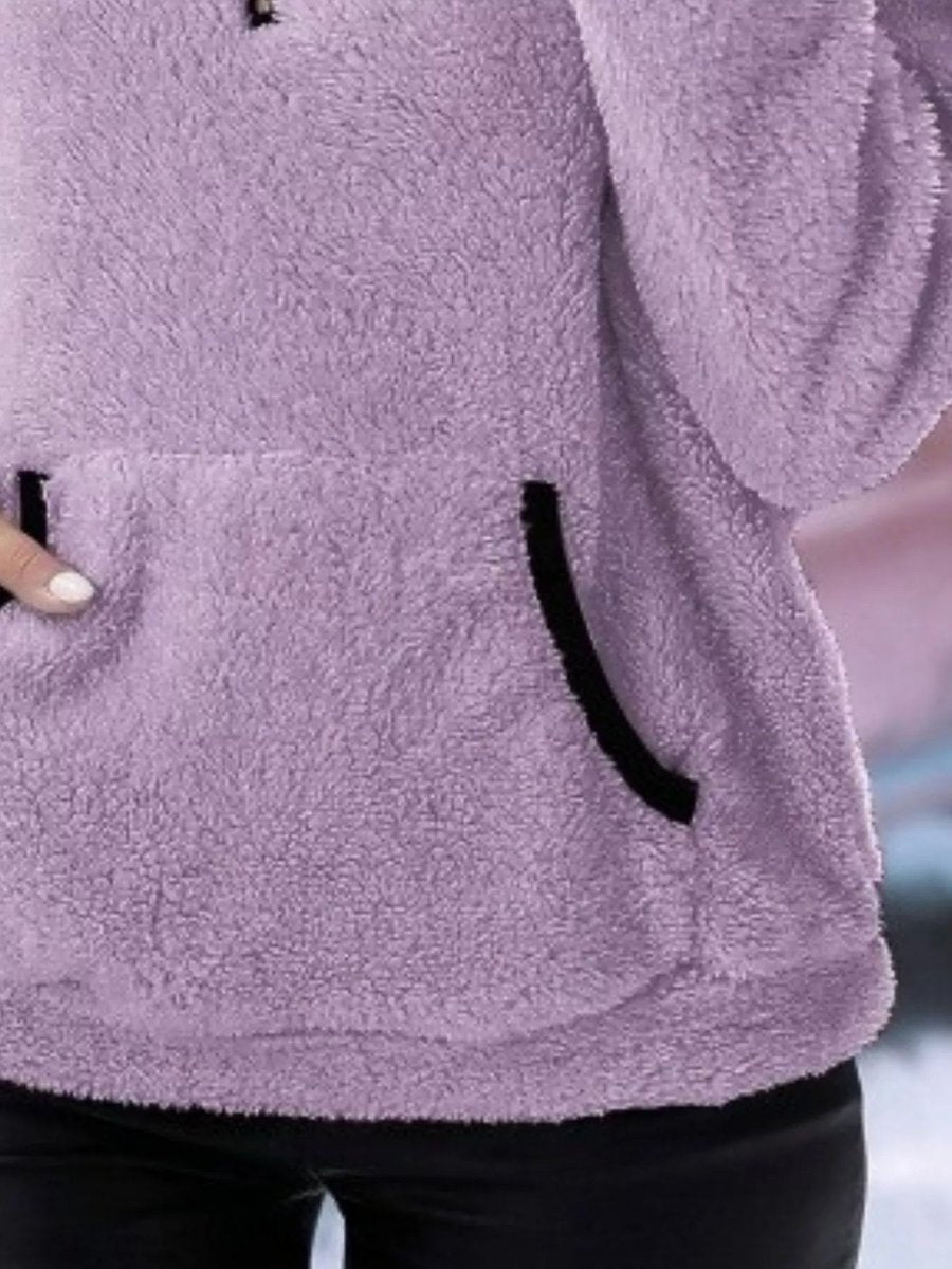 Womens Cardigan Fluffy Half-Zip Fleece Pullover Jumper