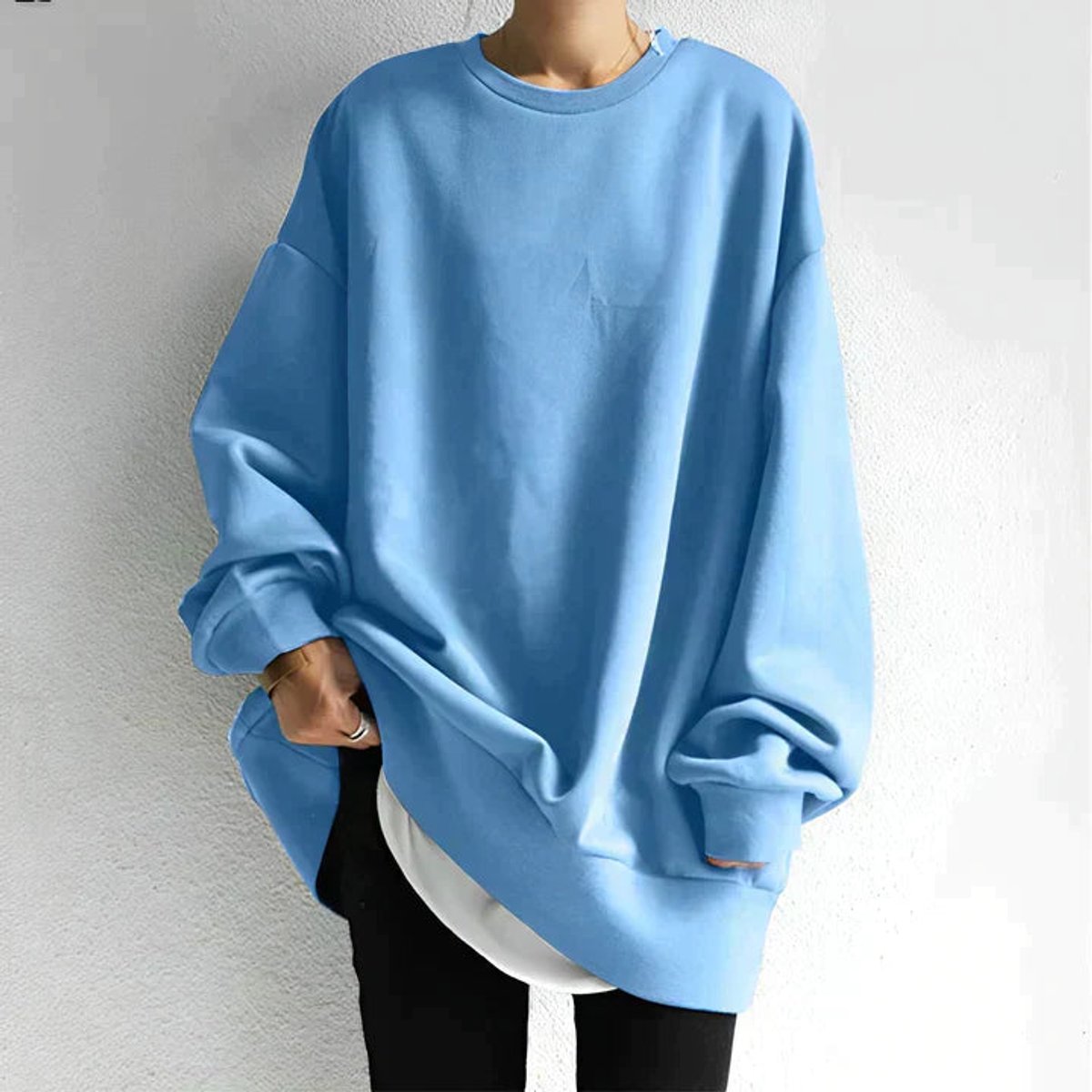 Womens Cardigan Oversized Drop Shoulder Tunic Jumper - Light Blue