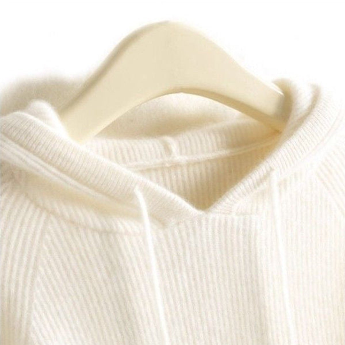 Women's Cashmere-Mink Soft-Touch Hooded Knit Jumper - White