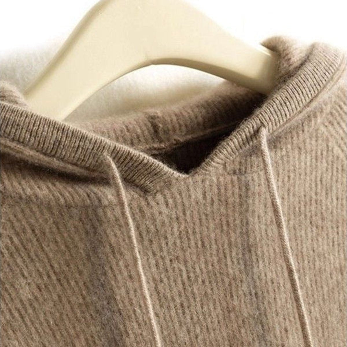Women's Cashmere-Mink Soft-Touch Hooded Knit Jumper - Camel