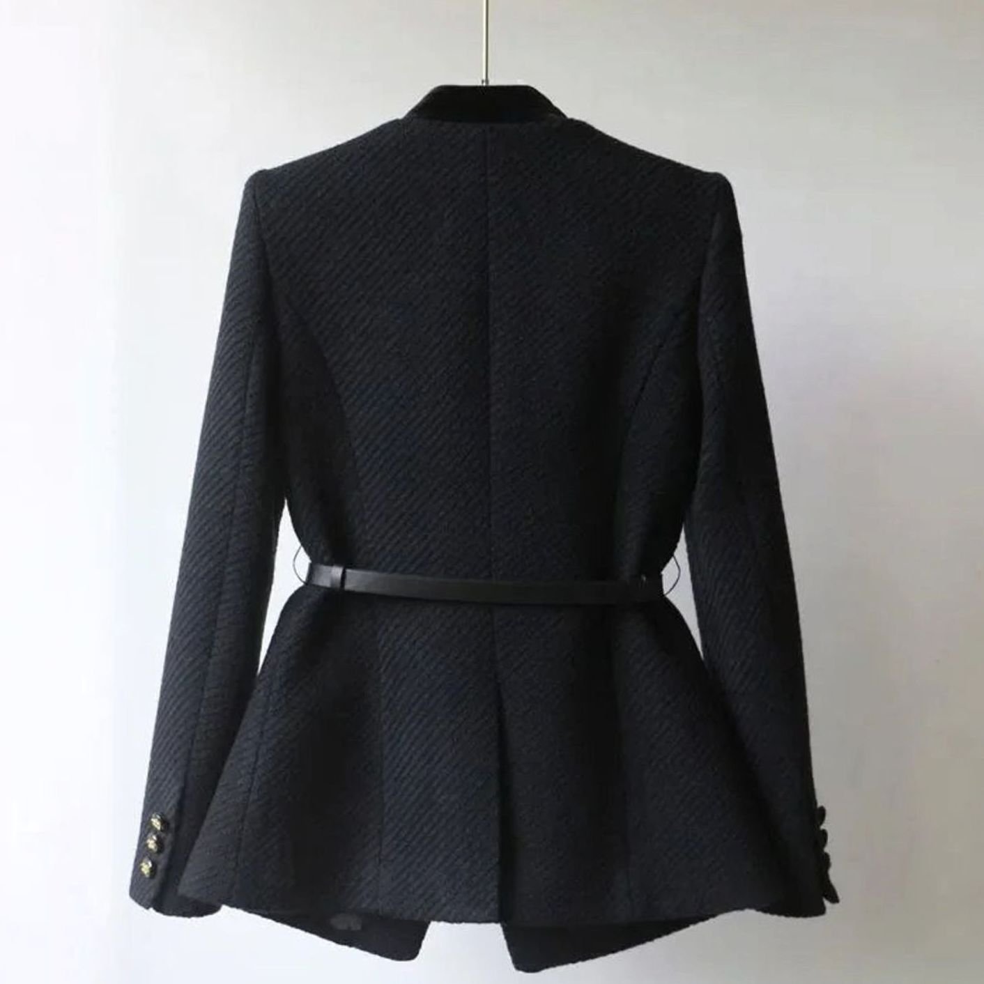 Women's Chic Belted Button-Detail Tailored Coat