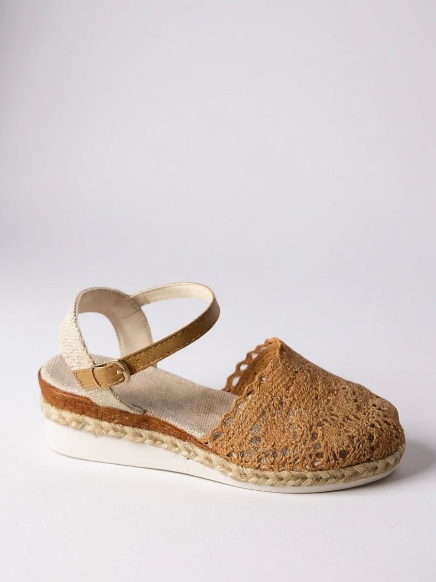 Women's Comfortable Sandals Boho Crochet Flatform Espadrille Ankle Strap