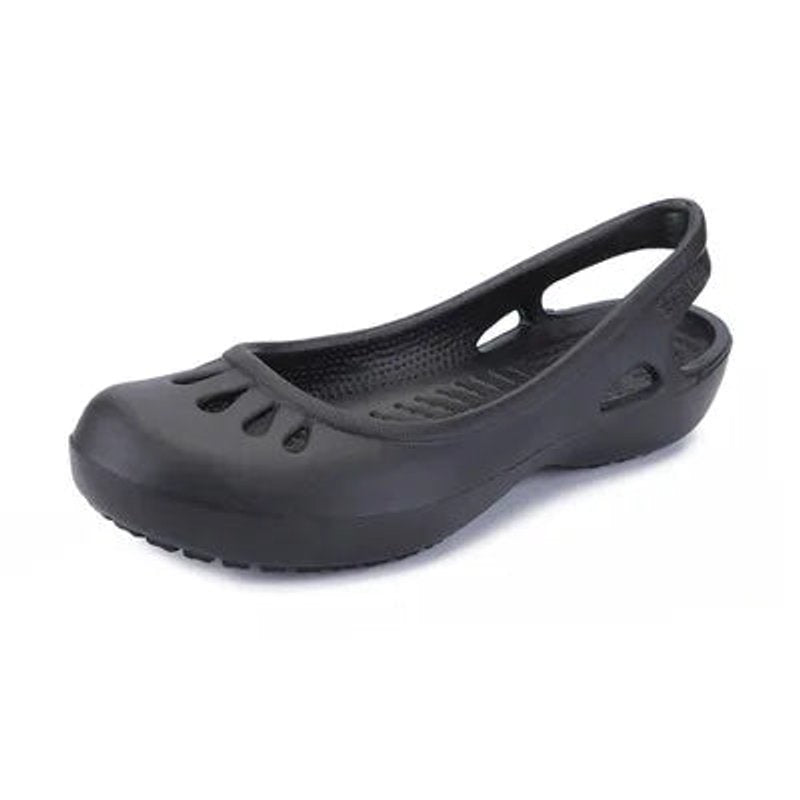 Women's Comfortable Sandals Lightweight Jelly Slingback Flats Cut-Out - Black