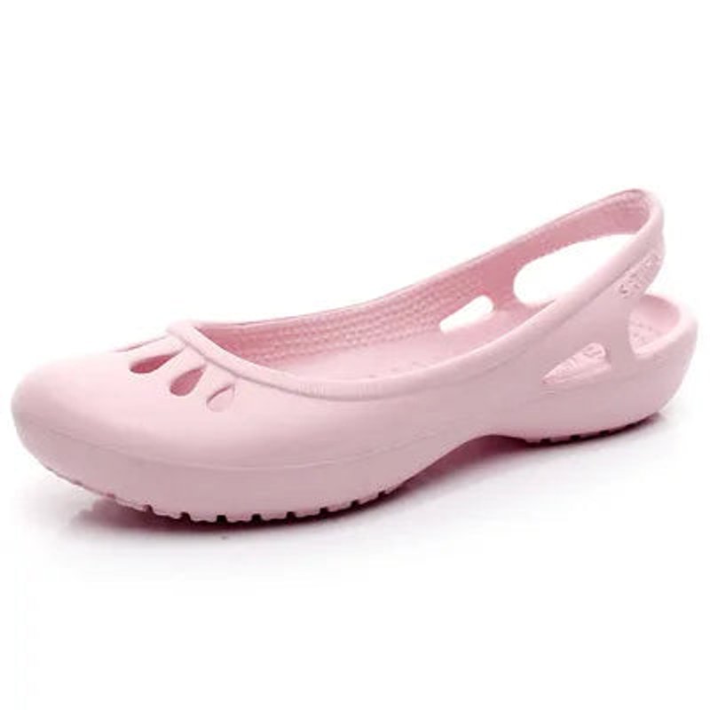 Women's Comfortable Sandals Lightweight Jelly Slingback Flats Cut-Out - Pink