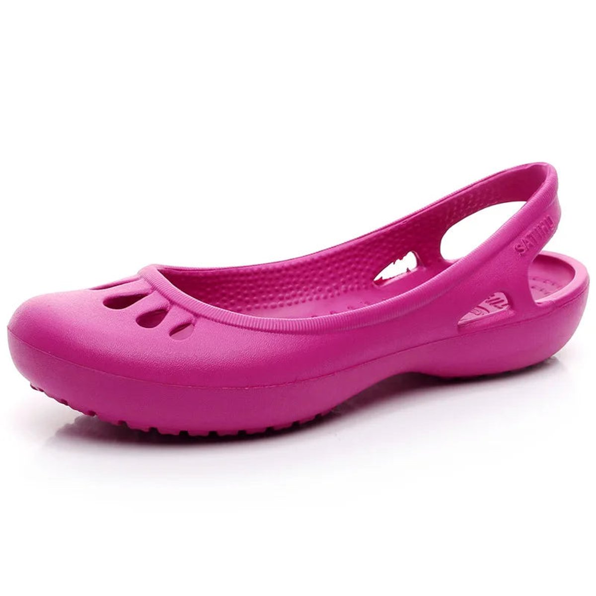 Women's Comfortable Sandals Lightweight Jelly Slingback Flats Cut-Out - Rose Red
