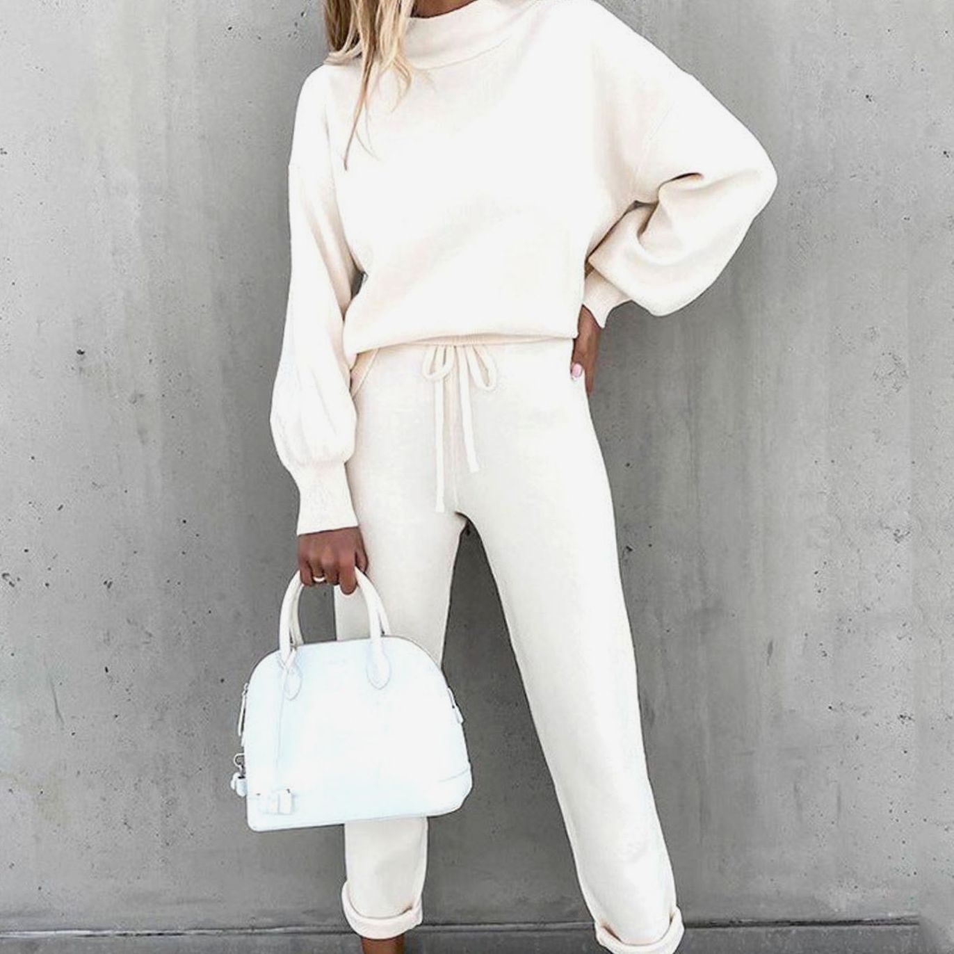 Women's Cosy Two-Piece Relaxed-Fit Drawstring Tracksuit Outfit