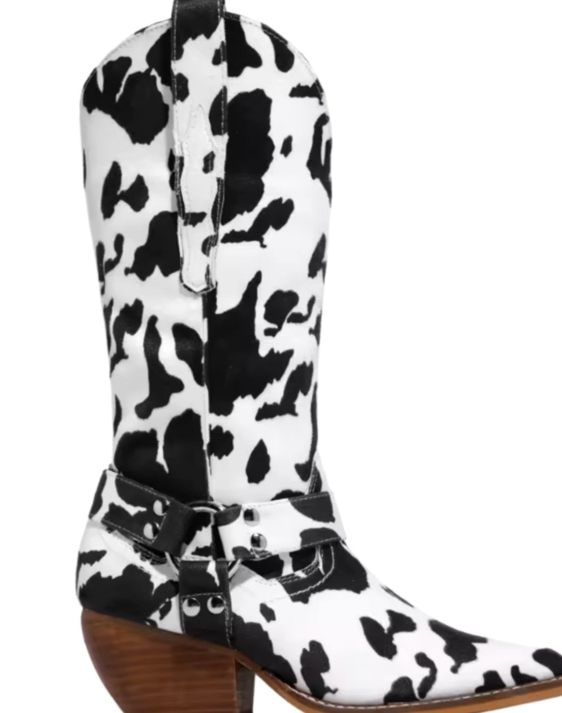 Women's Cow-Print Pointed-Toe Block-Heel Cowboy Boots