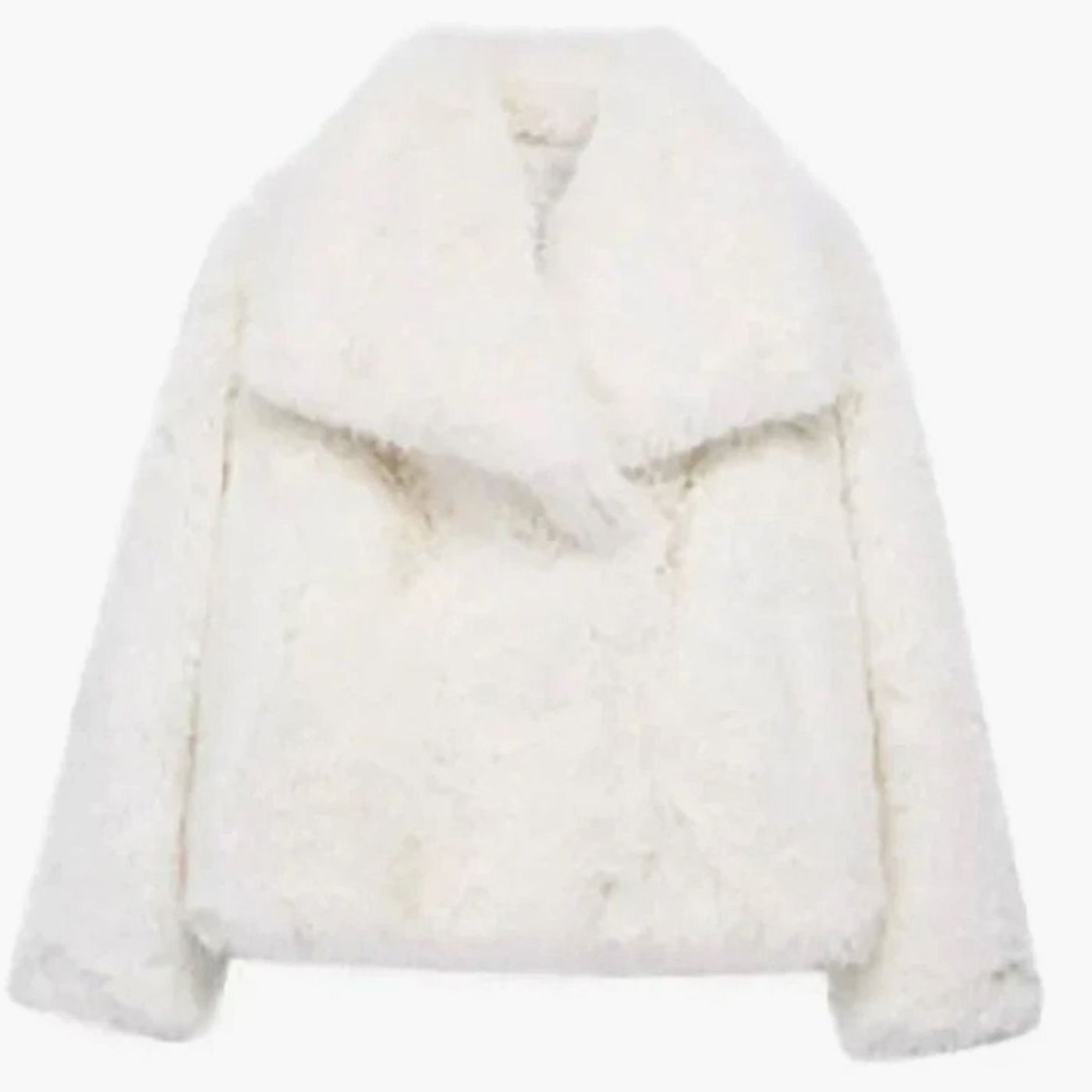 Women's Cropped Open-Front Faux Fur Winter Jacket - White
