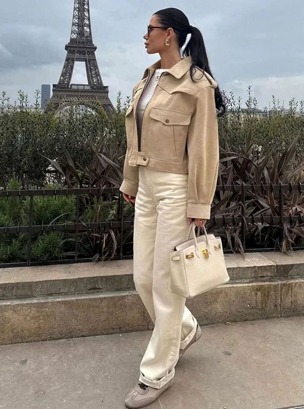 Women's Cropped Suede Trench Blazer Coat Lapel Collar