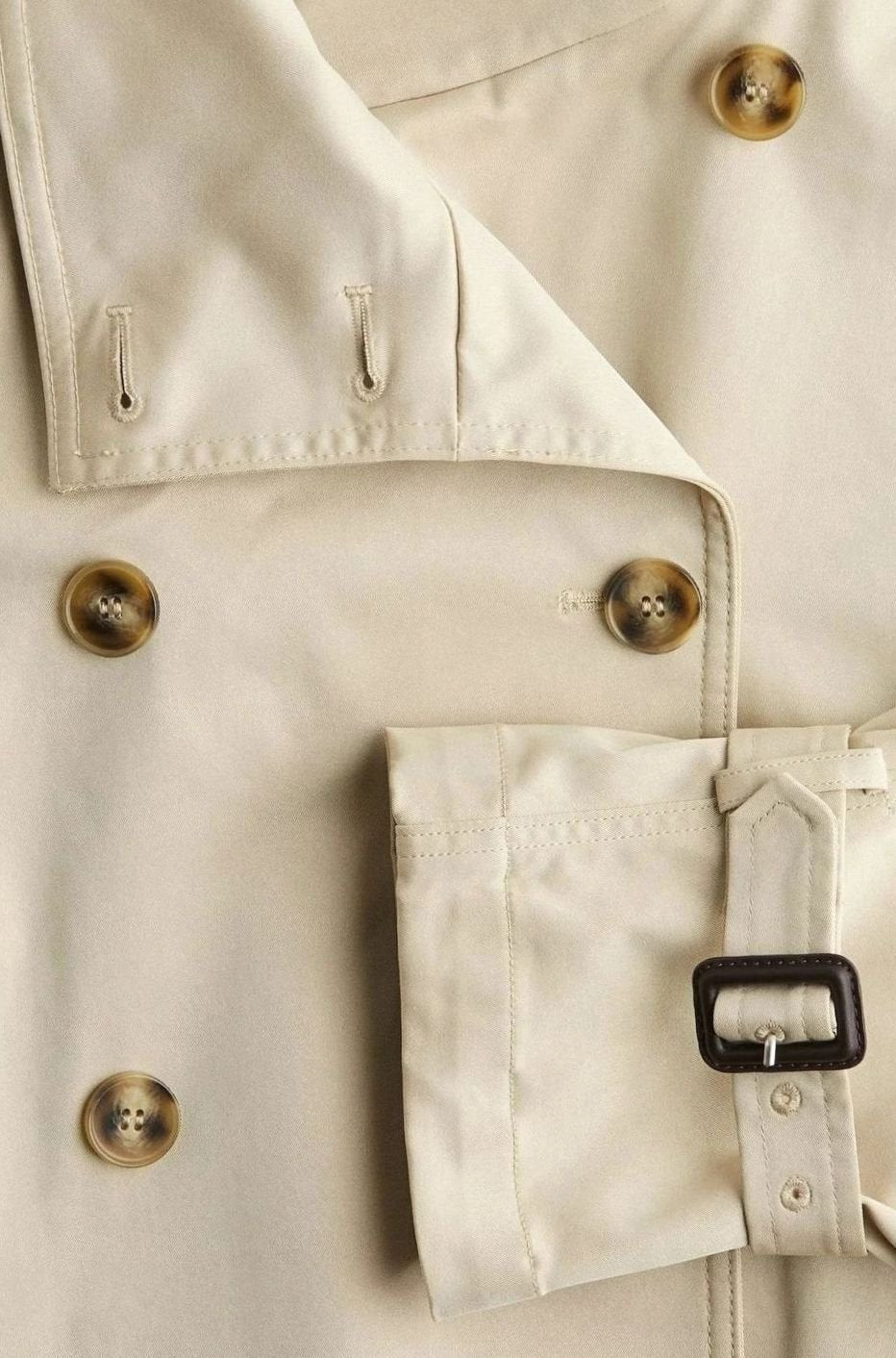 Women's Cropped Trench Coat High-Neck Belted Double-Breasted Jacket