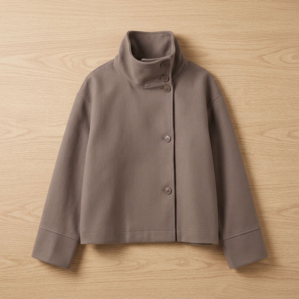 Women's Double-Breasted Wool-Blend Oversized Pea Coat - Taupe