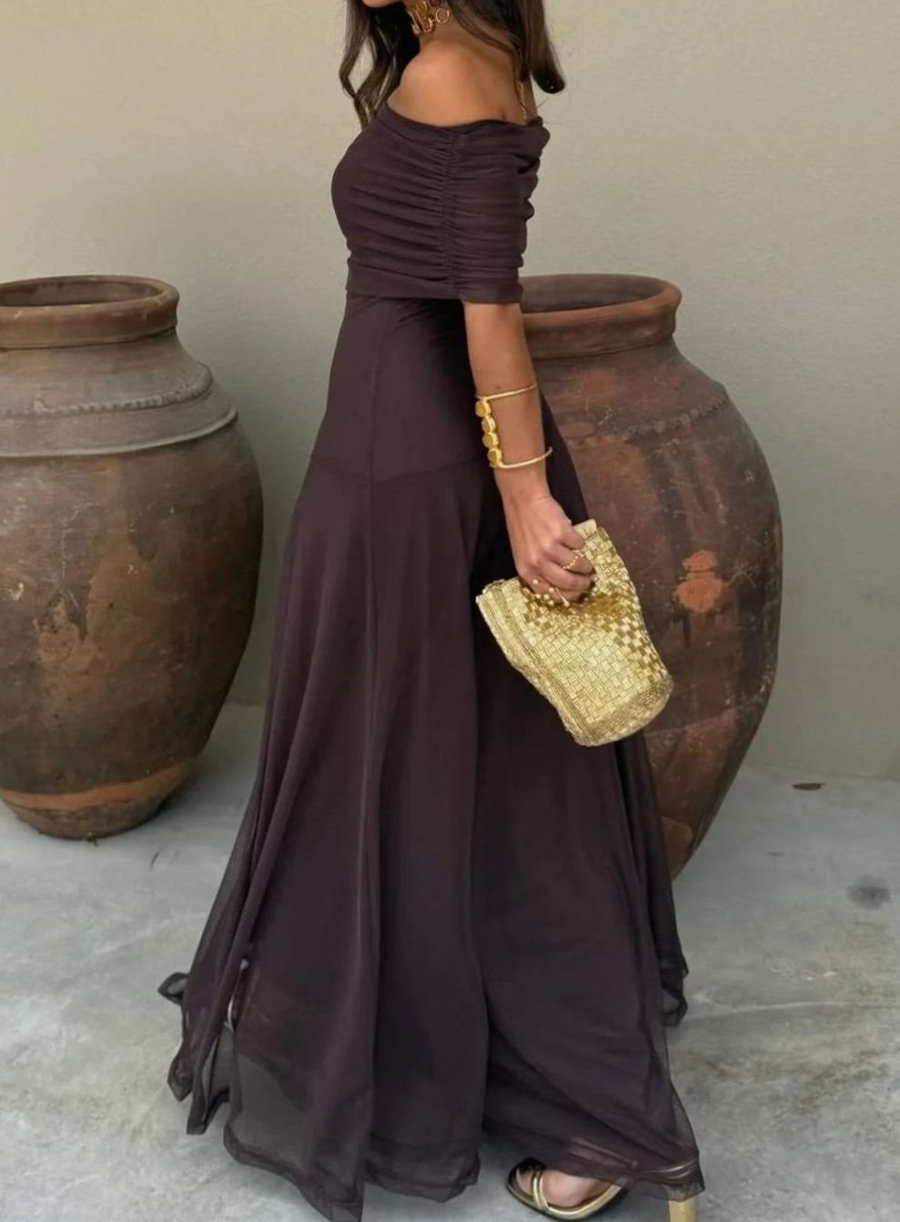 Women's Elegant Off-Shoulder Maxi Party Dress