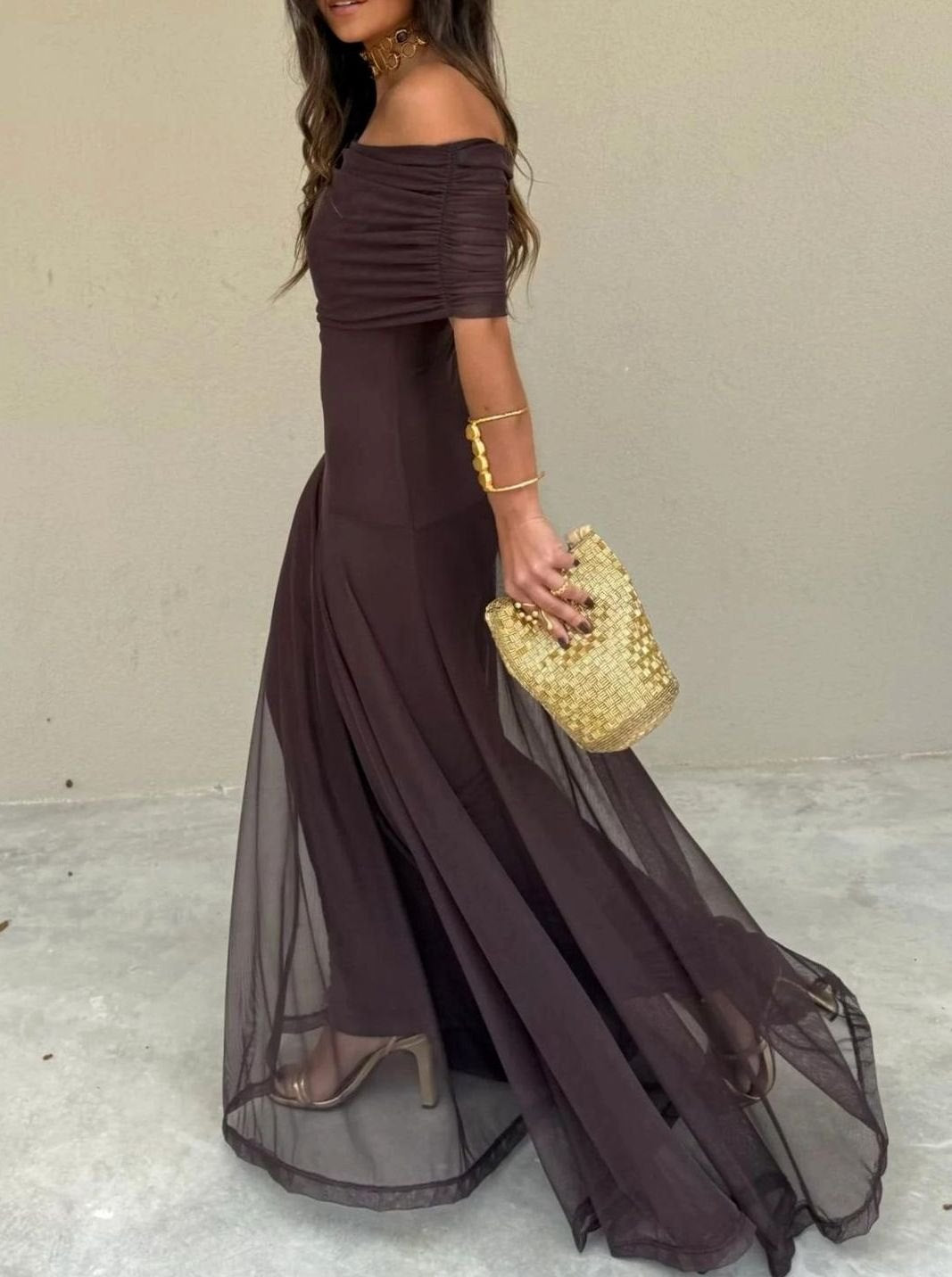 Women's Elegant Off-Shoulder Maxi Party Dress