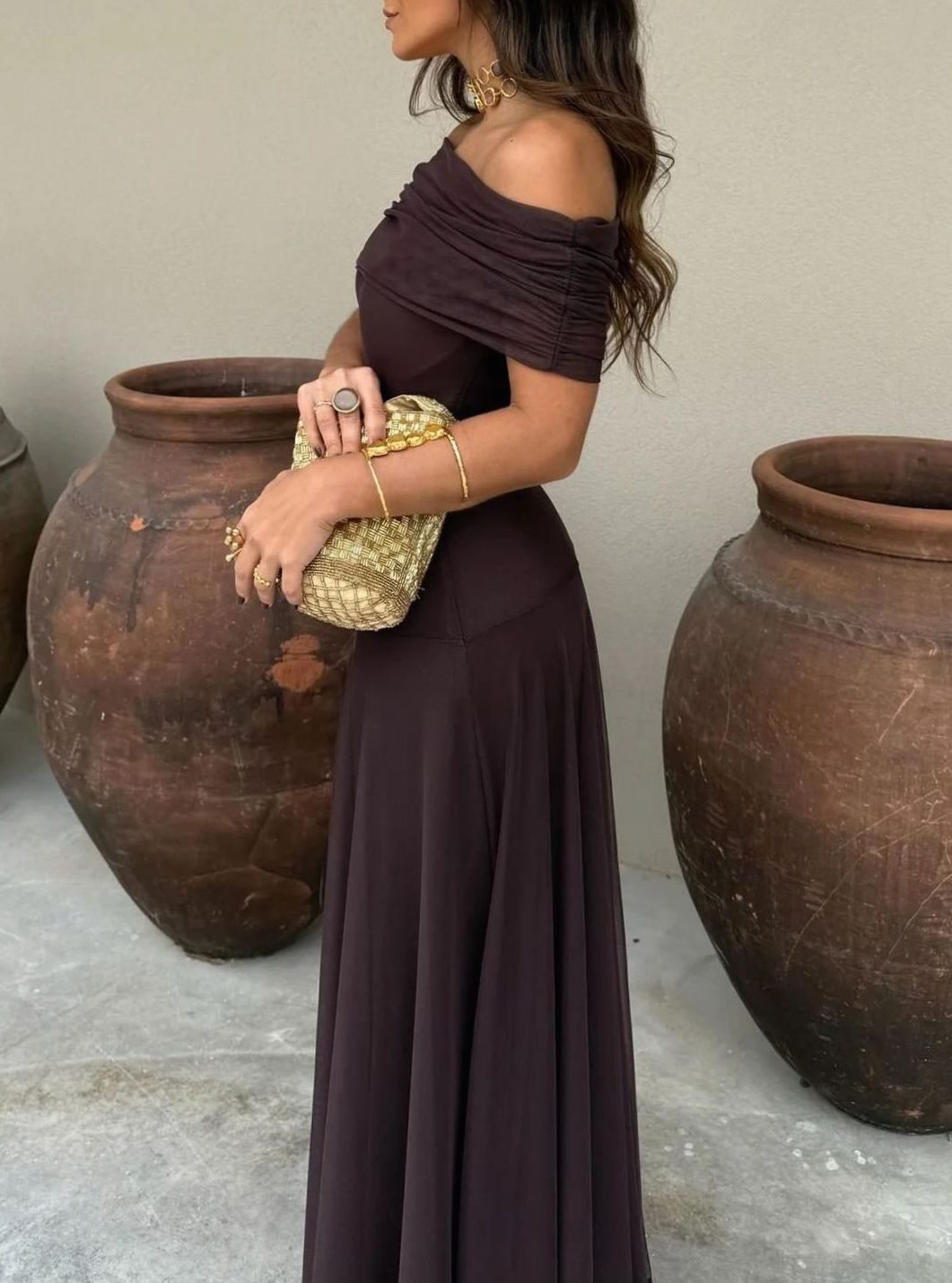Women's Elegant Off-Shoulder Maxi Party Dress