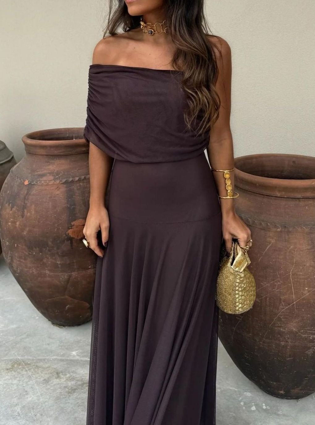 Women's Elegant Off-Shoulder Maxi Party Dress