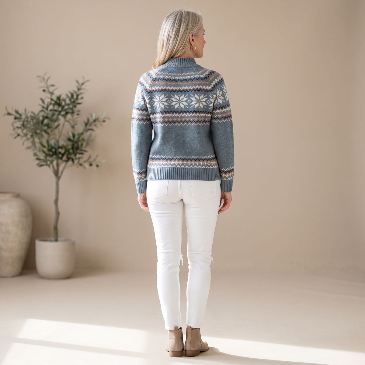 Women's Fair Isle Jumper Snowflake Knitted Pullover