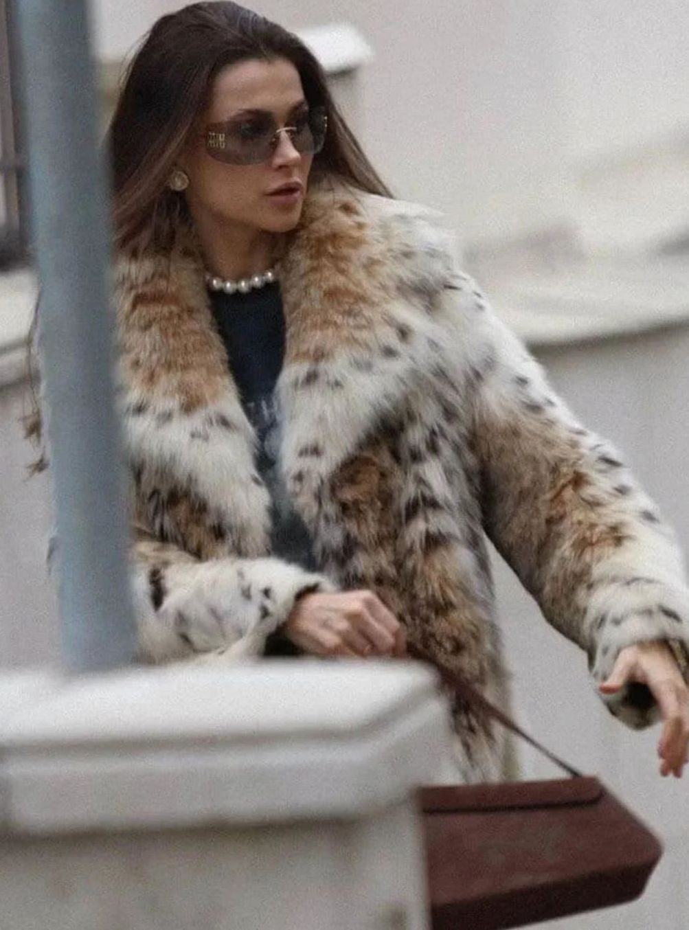 Women's Faux Fur Coat Leopard Print Long-Sleeve Jacket