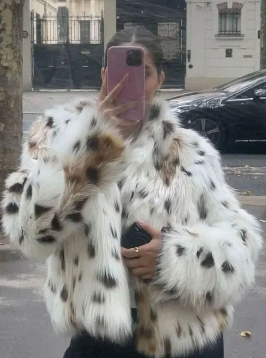 Women's Faux Fur Coat Leopard Print Long-Sleeve Jacket
