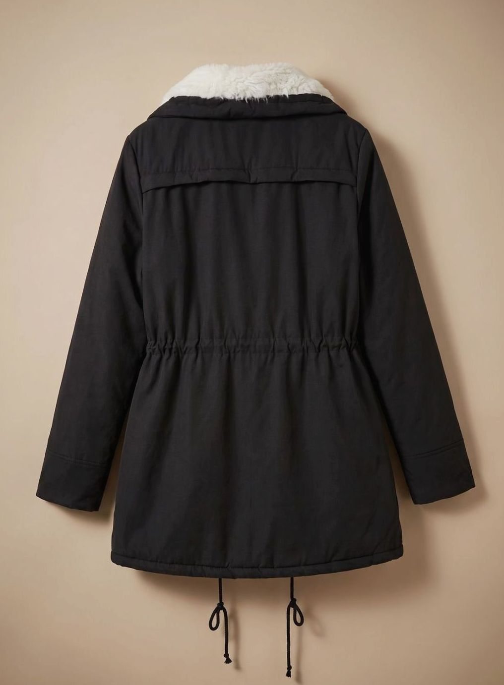 Women's Faux-Fur Collar Drawstring-Waist Insulated Parka Coat