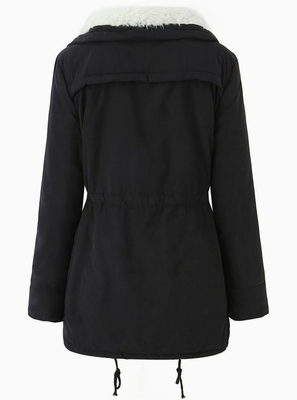 Women's Faux-Fur Collar Drawstring-Waist Winter Parka