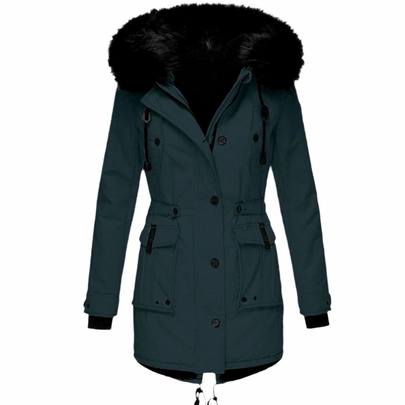 Women's Faux Fur Hooded Fitted Winter Coat Parka