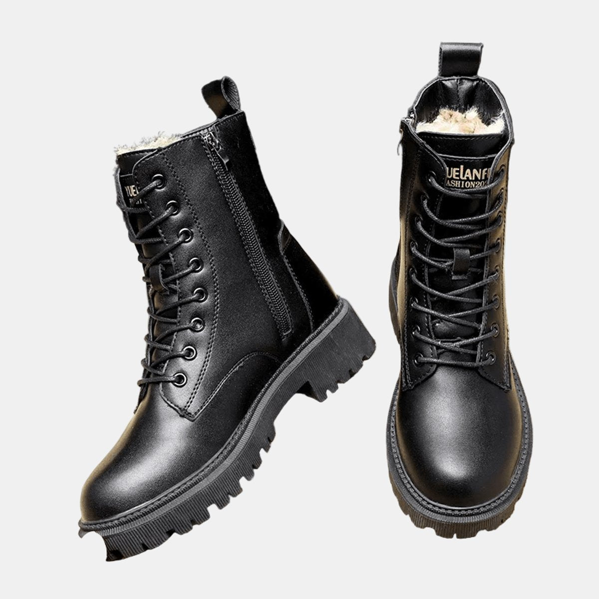 Women's Faux Leather Fur-Lined Lace-Up Winter Ankle Boots