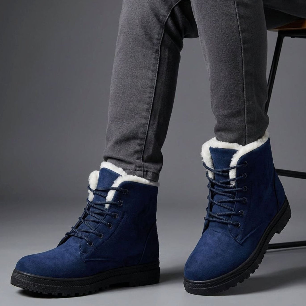 Women's Faux-Suede Fur-Lined Lace-Up Winter Ankle Boots