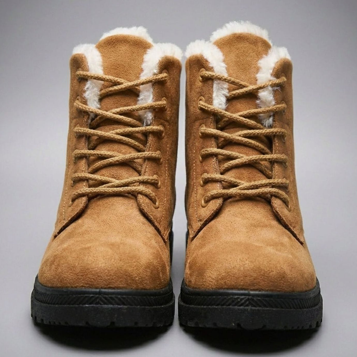 Women's Faux-Suede Fur-Lined Lace-Up Winter Ankle Boots
