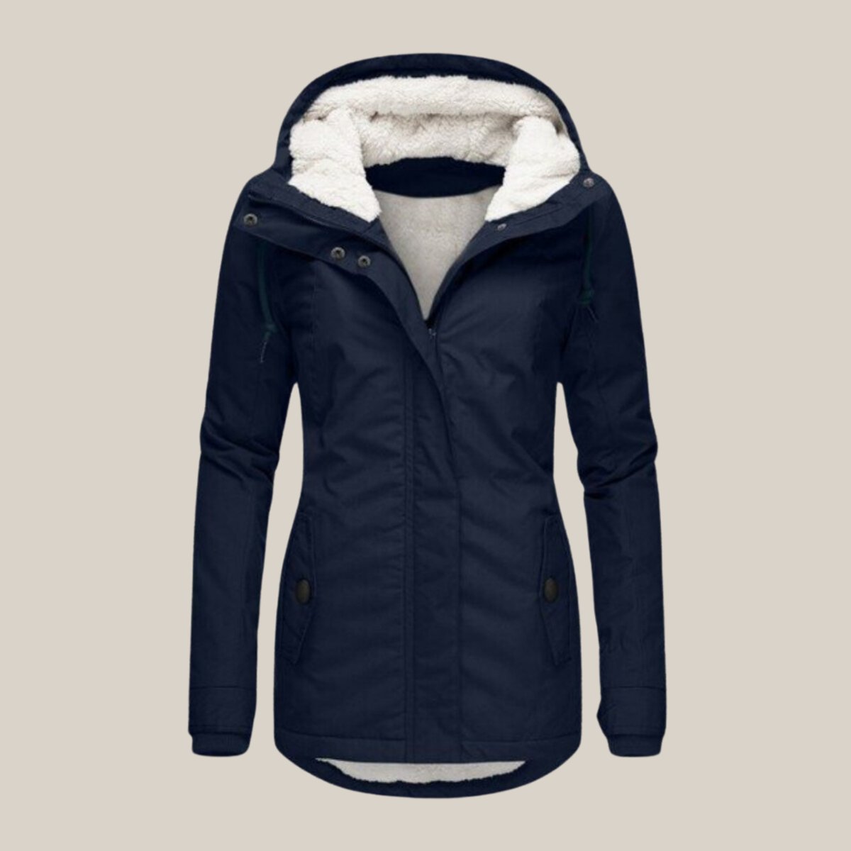 Women's Fleece-Lined Hooded Quilted Jacket Windproof Winter Coat - Blue