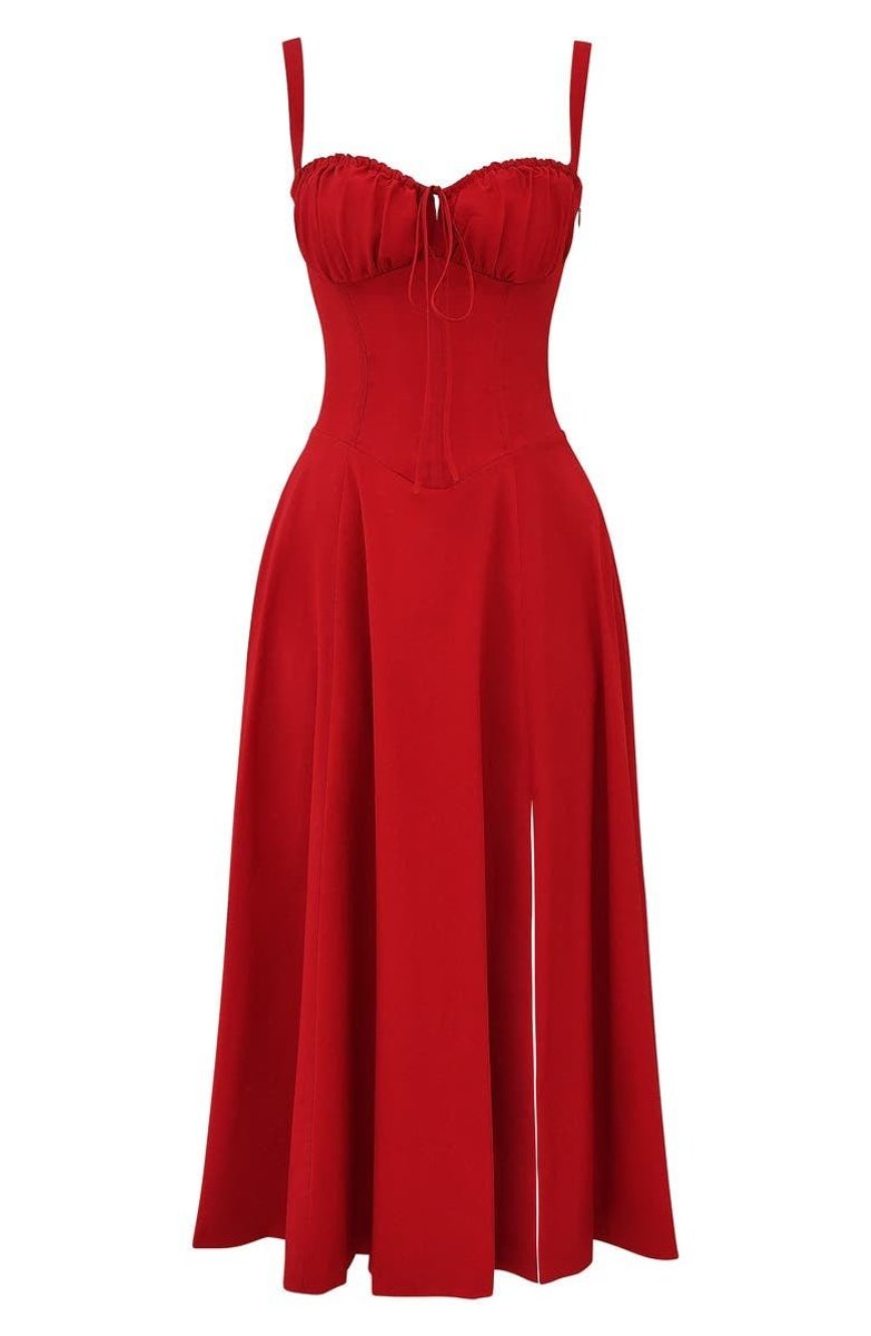 Women's Floral Corset Midi Dress Satin Bustier A-Line