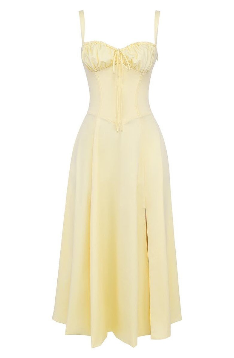 Women's Floral Corset Midi Dress Satin Bustier A-Line
